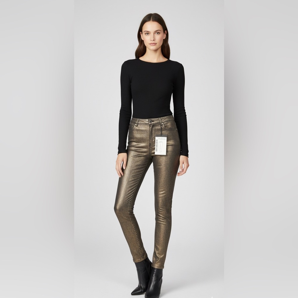 DJ Jeans Woman’s Metallic high waisted skinny Jeans Sz 12 NWT